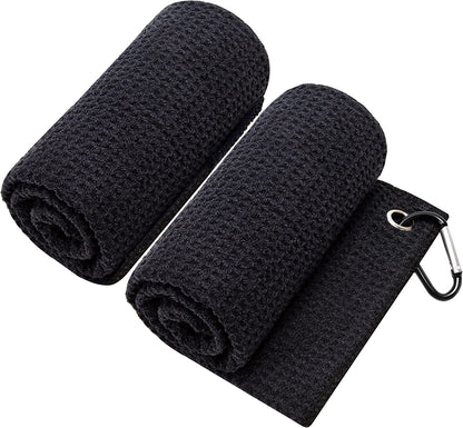 3 Pack Golf Towel Golf Club Cleaner Set, Microfiber Fabric Waffle Pattern Towels, Heavy Duty Carabiner Clip (3Pcs)